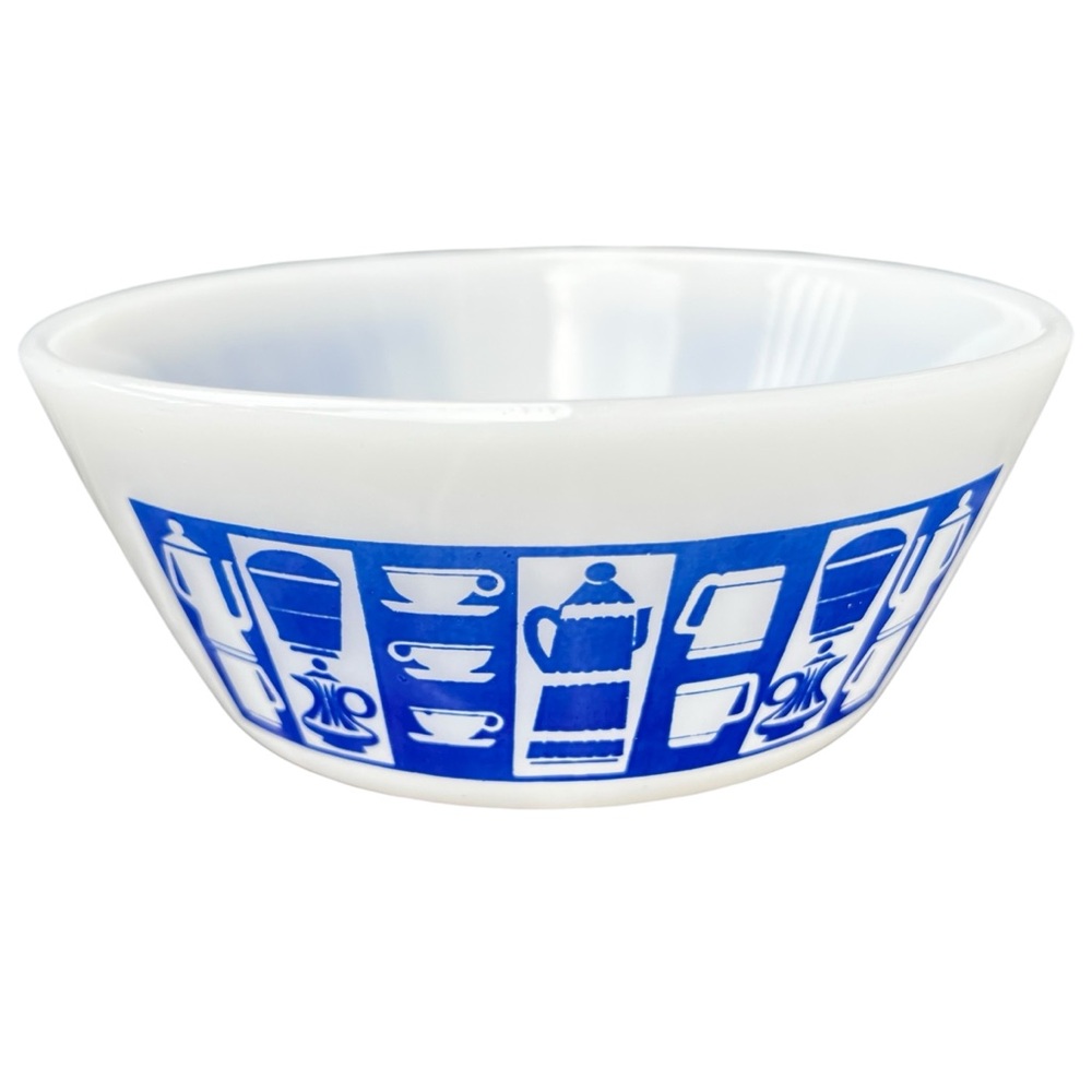 Federal Glass Vintage Bowl Retro Milk Glass MCM Coffee Time Break